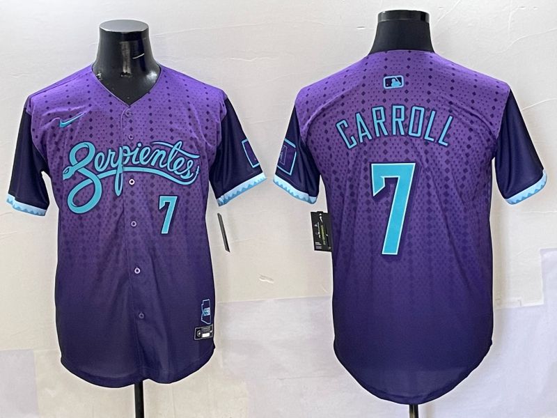 Men Arizona Diamondback #7 Carroll Purple Joint Name 2025 Nike MLB Jersey style 4->nhl hats->Sports Caps